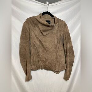 Blanc Noir Tan Cowl Neck Zip Up Jacket